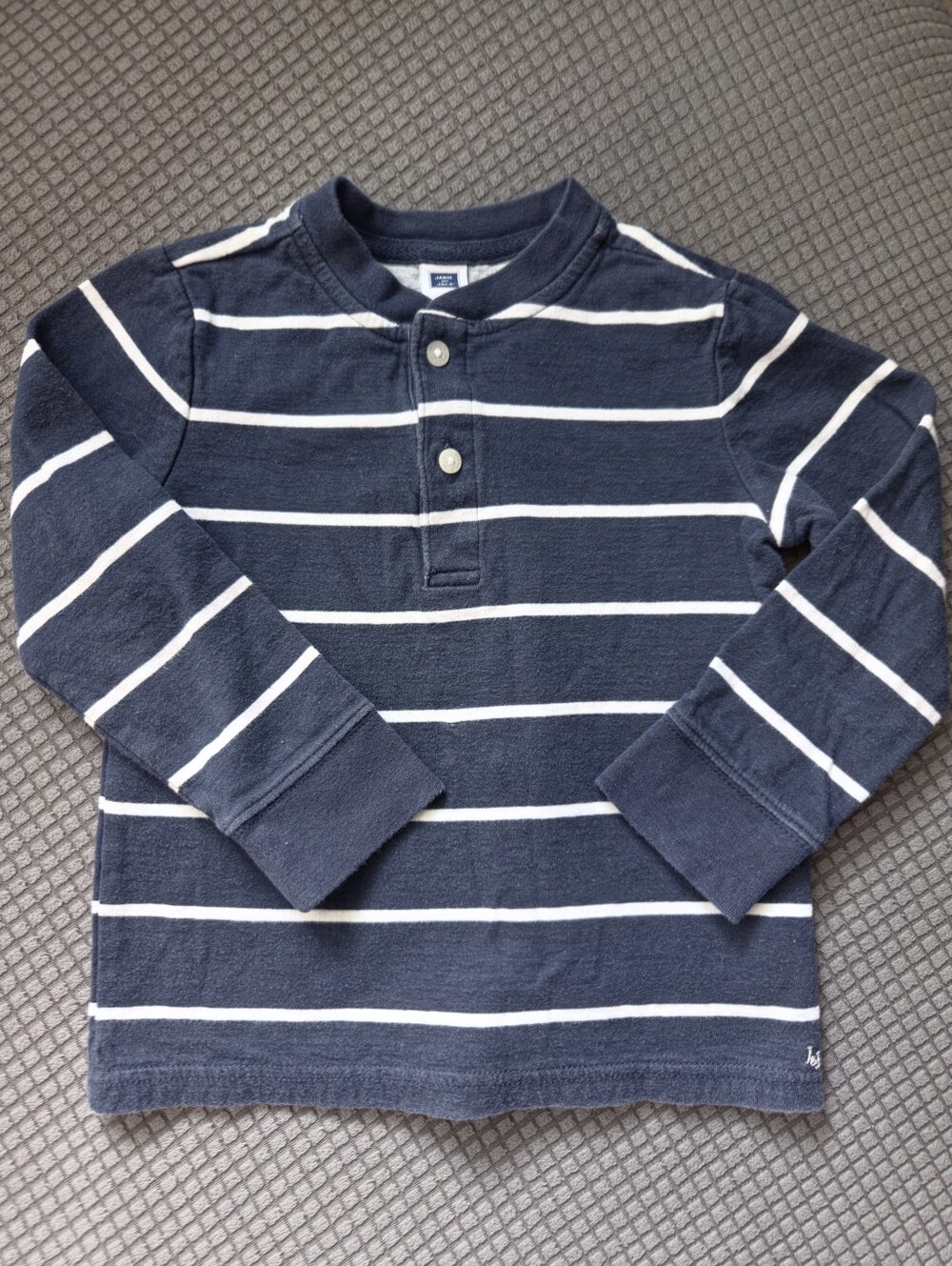 Janie and Jack Navy and White Striped Long Sleeve Henley 3Y